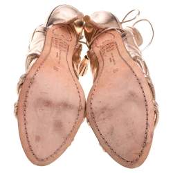 Pre Owned Sophia Webster Metallic Rose Gold Leather Peep Toe Cage Sandals Size 36