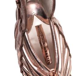 Pre Owned Sophia Webster Metallic Rose Gold Leather Peep Toe Cage Sandals Size 36