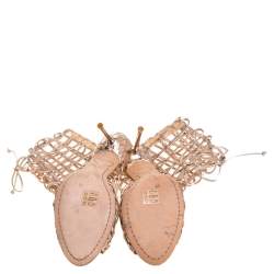 Pre Owned Sophia Webster Metallic Rose Gold Leather Delphine Peep Toe Cage Sandals Size 36