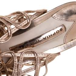 Pre Owned Sophia Webster Metallic Rose Gold Leather Delphine Peep Toe Cage Sandals Size 36