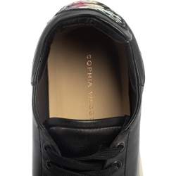 Pre Owned Sophia Webster Black Leather Bibi Butterfly Low Top Sneakers Size 39.5