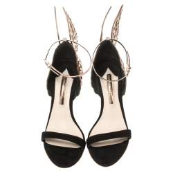 Sophia Webster Black/Rose Gold Suede and Leather Evangeline Open Toe Sandals Size 40