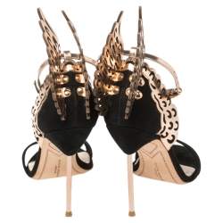 Sophia Webster Black/Rose Gold Suede and Leather Evangeline Open Toe Sandals Size 40