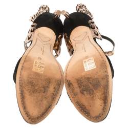 Sophia Webster Black/Rose Gold Suede and Leather Evangeline Open Toe Sandals Size 40