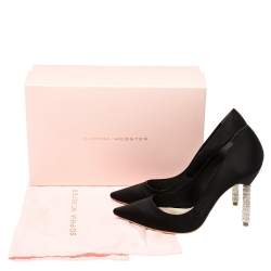 Pre Owned Sophia Webster Black Satin Crystal Embellished Coco Pumps Size 39.5
