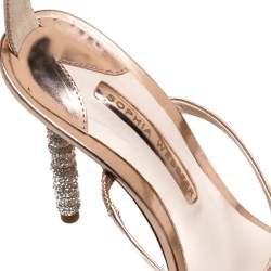 Pre Owned Sophia Webster Rose Gold Leather Rosalind Crystal Heel Ankle Strap Sandals Size 38