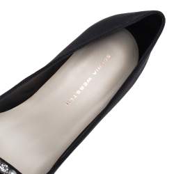 Pre Owned Sophia Webster Black Satin Crystal Embellished Bibi Pumps Size 36.5