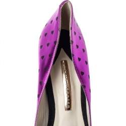 Pre Owned Sophia Webster Metallic Purple Heart Print Leather Loren Peep Toe Pumps Size 41