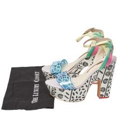 Pre Owned Sophia Webster Multicolor Leather And PVC Jade Malibu Platform Sandals Size 40