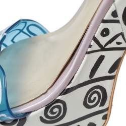 Pre Owned Sophia Webster Multicolor Leather And PVC Jade Malibu Platform Sandals Size 40