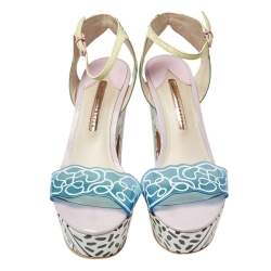 Pre Owned Sophia Webster Multicolor Leather And PVC Jade Malibu Platform Sandals Size 40