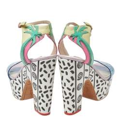 Pre Owned Sophia Webster Multicolor Leather And PVC Jade Malibu Platform Sandals Size 40