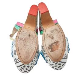 Pre Owned Sophia Webster Multicolor Leather And PVC Jade Malibu Platform Sandals Size 40
