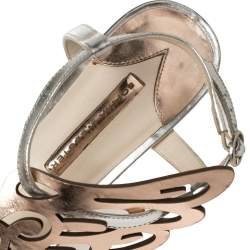 Pre Owned Sophia Webster Metallic Bronze And Silver Leather Seraphina Angel Wing Flat Sandals Size 40 