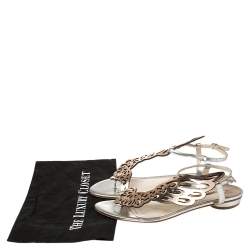 Pre Owned Sophia Webster Metallic Bronze And Silver Leather Seraphina Angel Wing Flat Sandals Size 40 