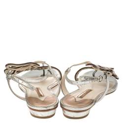 Pre Owned Sophia Webster Metallic Bronze And Silver Leather Seraphina Angel Wing Flat Sandals Size 40 