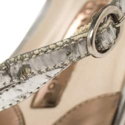 Pre Owned Sophia Webster Metallic Bronze And Silver Leather Seraphina Angel Wing Flat Sandals Size 40 