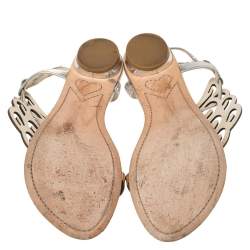 Pre Owned Sophia Webster Metallic Bronze And Silver Leather Seraphina Angel Wing Flat Sandals Size 40 