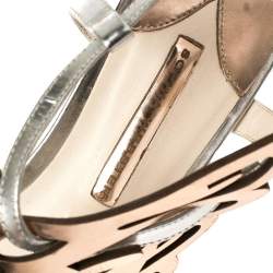 Pre Owned Sophia Webster Metallic Bronze And Silver Leather Seraphina Angel Wing Flat Sandals Size 40 