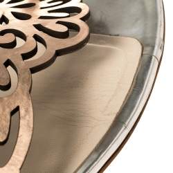 Pre Owned Sophia Webster Metallic Bronze And Silver Leather Seraphina Angel Wing Flat Sandals Size 40 