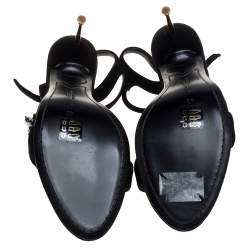 Sophia Webster Black Suede Layla Pom Pom Embellished T-Strap Sandals Size 40