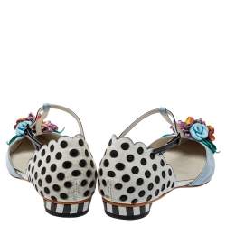 Pre Owned Sophia Webster Blue Leather Nina T- Strap Flat Sandals Size 39.5