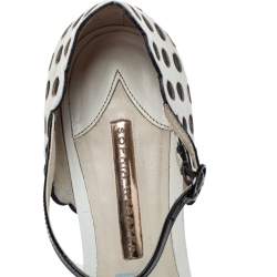 Pre Owned Sophia Webster Blue Leather Nina T- Strap Flat Sandals Size 39.5