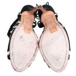 Pre Owned Sophia Webster Black/White Suede And Patent Leather Riko Cut Out Sandals Size 38