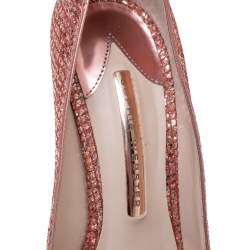 Pre Owned Sophia Webster Pink Glitter Coco Crystal Embellished Major Pointed Toe Pumps Size 38