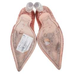 Pre Owned Sophia Webster Pink Glitter Coco Crystal Embellished Major Pointed Toe Pumps Size 38