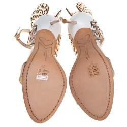 Pre Owned Sophia Webster Gold Patent Leather Evangeline Sandals Size 37