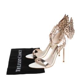 Pre Owned Sophia Webster Gold Patent Leather Evangeline Sandals Size 37