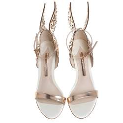 Pre Owned Sophia Webster Gold Patent Leather Evangeline Sandals Size 37