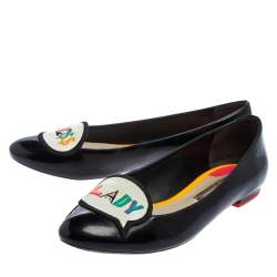 Pre Owned Sophia Webster Black Patent Leather Boss Lady Ballet Flats Size 40