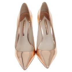 Pre Owned Sophia Webster Metallic Rose Gold Leather Crystal Embellished Heel Coco Pumps Size 40