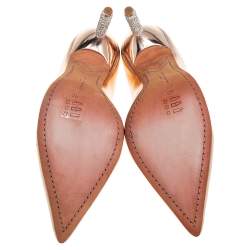 Pre Owned Sophia Webster Metallic Rose Gold Leather Crystal Embellished Heel Coco Pumps Size 40