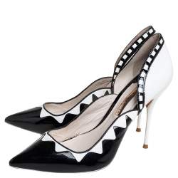 Sophia Webster Black/White Patent Leather And Leather D'orsay Pumps Size 40