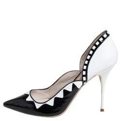 Sophia Webster Black/White Patent Leather And Leather D'orsay Pumps Size 40