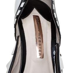 Sophia Webster Black/White Patent Leather And Leather D'orsay Pumps Size 40