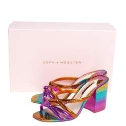 Sophia Webster Multicolor Python Embossed Leather Block Heel Slide Sandals Size 37.5