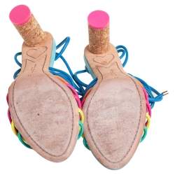 Pre Owned Sophia Webster Multicolor Leather Copacabana Ankle Wrap Sandals Size 41