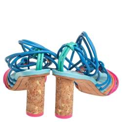 Pre Owned Sophia Webster Multicolor Leather Copacabana Ankle Wrap Sandals Size 41