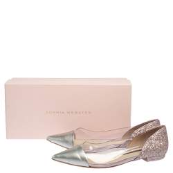 Pre Owned Sophia Webster Silver Leather And PVC Daria Ballerina Flats Size 38