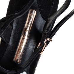 Pre Owned Sophia Webster Black Suede Pom Pom Lucita Espadrille Wedge Size 41