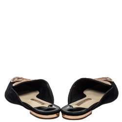 Pre Owned Sophia Webster Black Suede Bibi Butterfly Flat Sandals Size 40