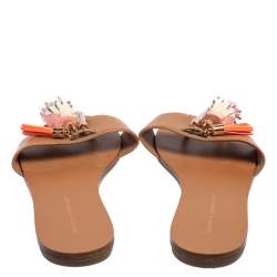 Pre Owned Sophia Webster Brown Leather Jada Tassel Flats Size 37