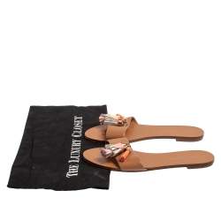 Pre Owned Sophia Webster Brown Leather Jada Tassel Flats Size 37