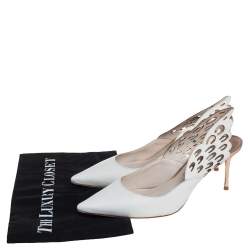 Pre Owned Sophia Webster White Leather Angel Wing Slingback Mules Size 39