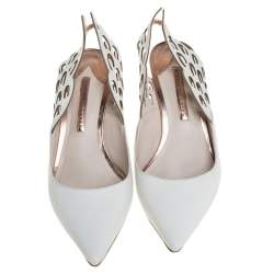 Pre Owned Sophia Webster White Leather Angel Wing Slingback Mules Size 39