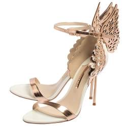 Pre Owned Sophia Webster Off White/Rose Gold Leather Evangeline Sandals Size 39